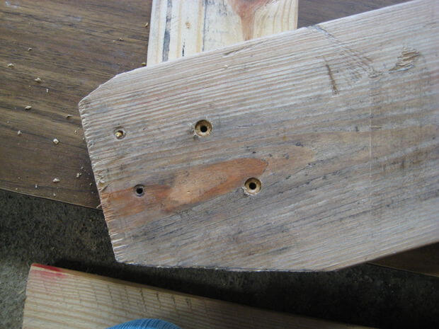 Drill pilot holes, countersink, then attach the rear back support. Drill pilot holes, countersink, then attach the rear back support.