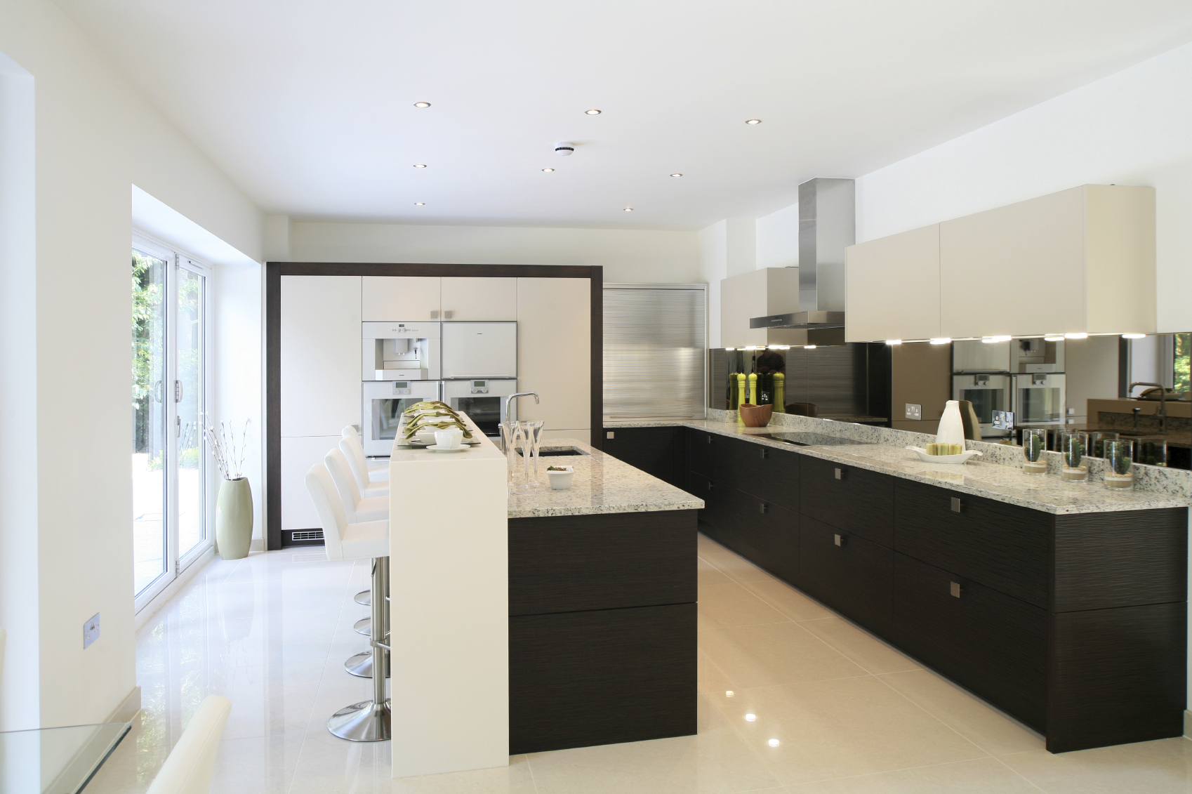 small white kitchen with island