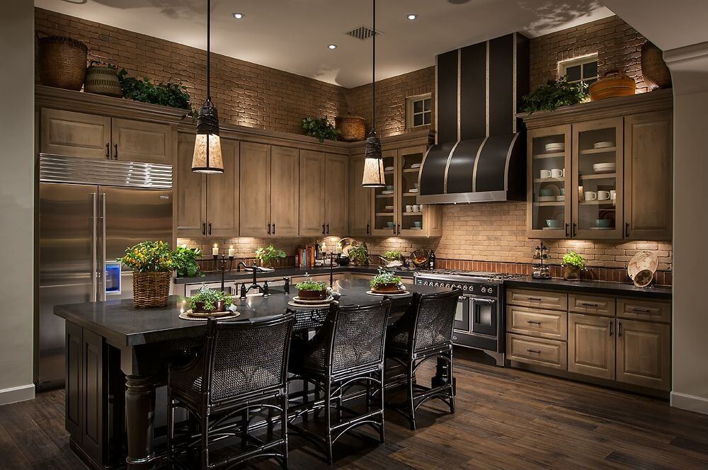 kitchen with dark wall