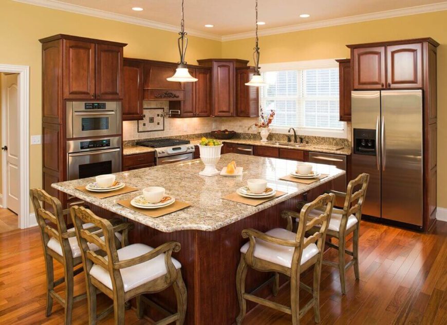 long kitchen island table with chair