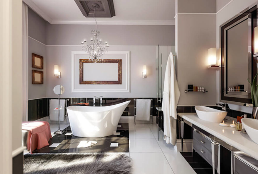 Bathroom Tub Chandeliers 41 bespoke bathrooms with glittering chandeliers Bathroom Tub Chandeliers 41 bespoke bathrooms with glittering chandeliers