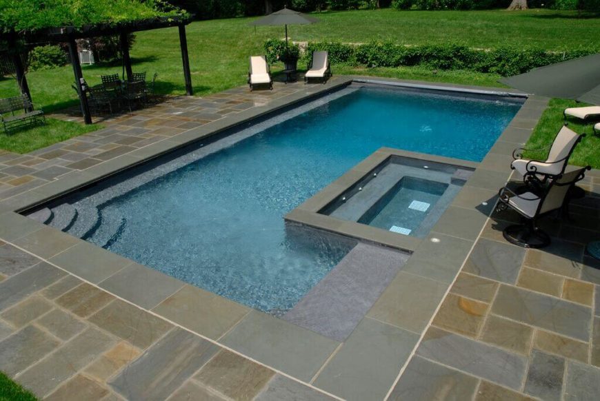 rectangle pool spa