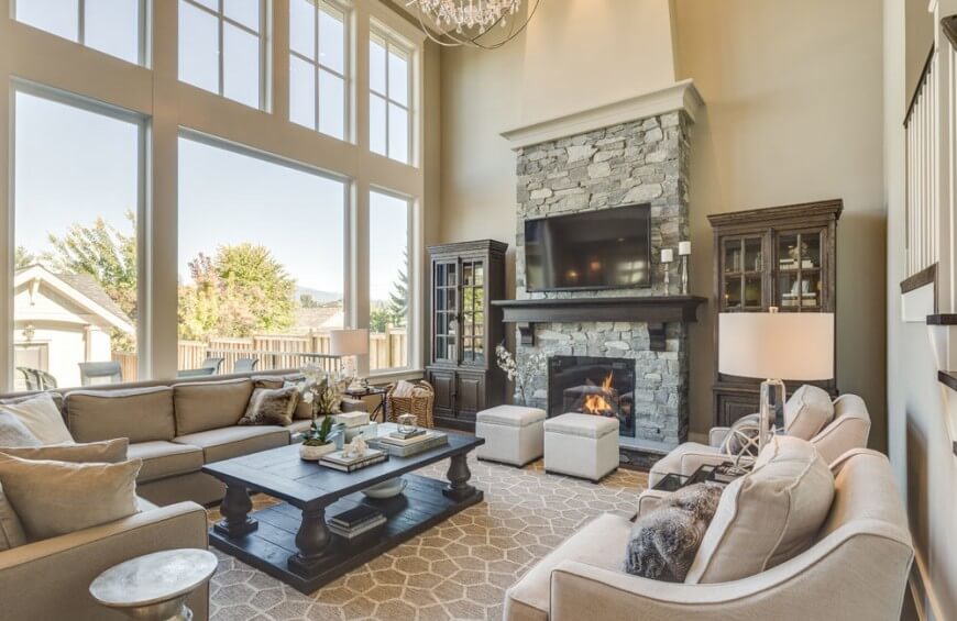 living room with ottoman seating