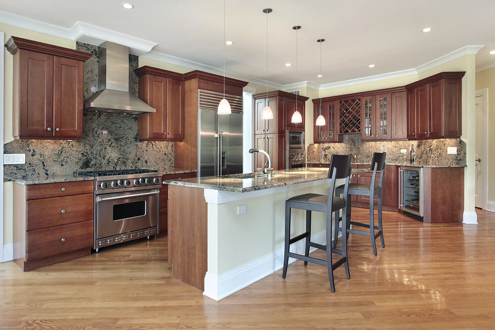 64 Deluxe Custom Kitchen Island Designs (BEAUTIFUL)  All wood kitchen with natural wood and white island.