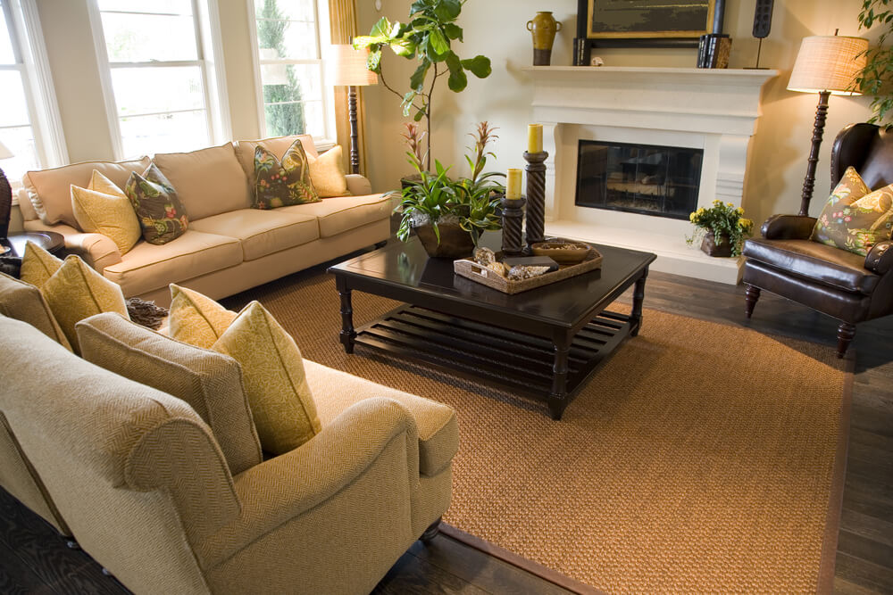 brown chair living room beige walls