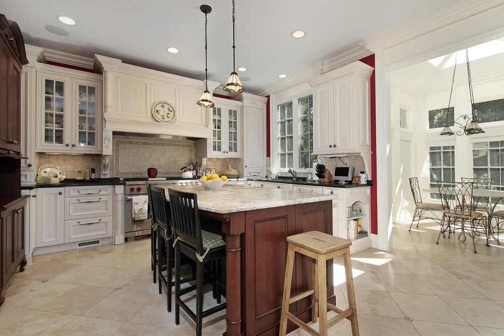 31 "New" Custom White Kitchens with Wood Islands