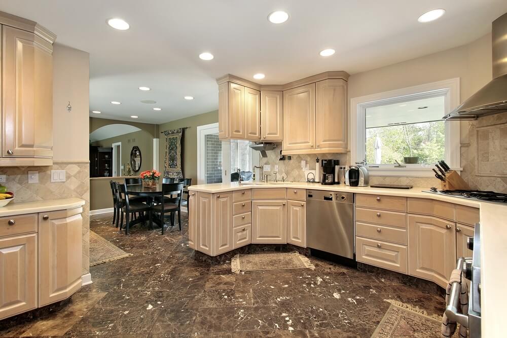 decorating kitchen with light wood cabinet