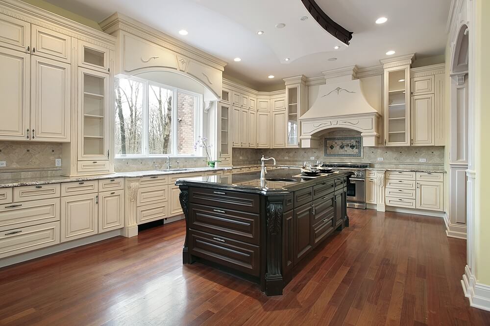 31 "New" Custom White Kitchens with Wood Islands