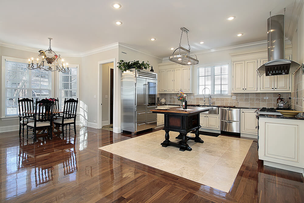 31 "New" Custom White Kitchens with Wood Islands