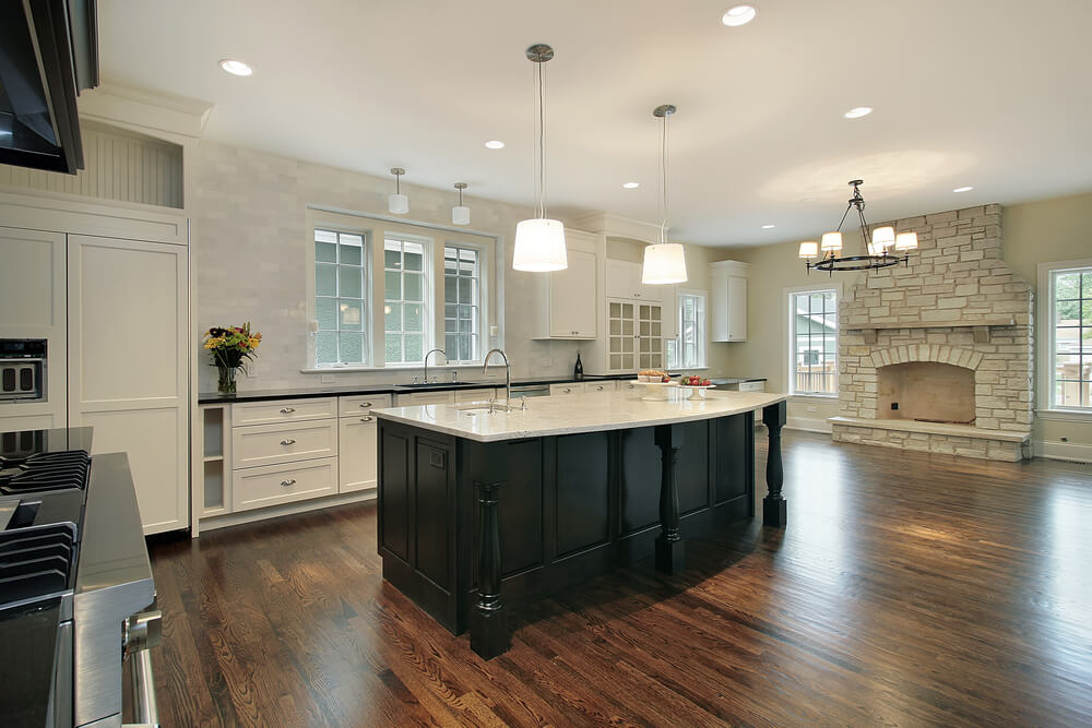 31 "New" Custom White Kitchens with Wood Islands