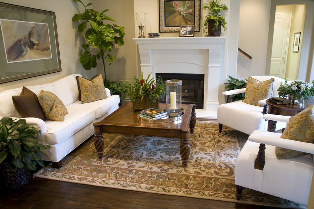 Couch And Two Chairs In Living Room