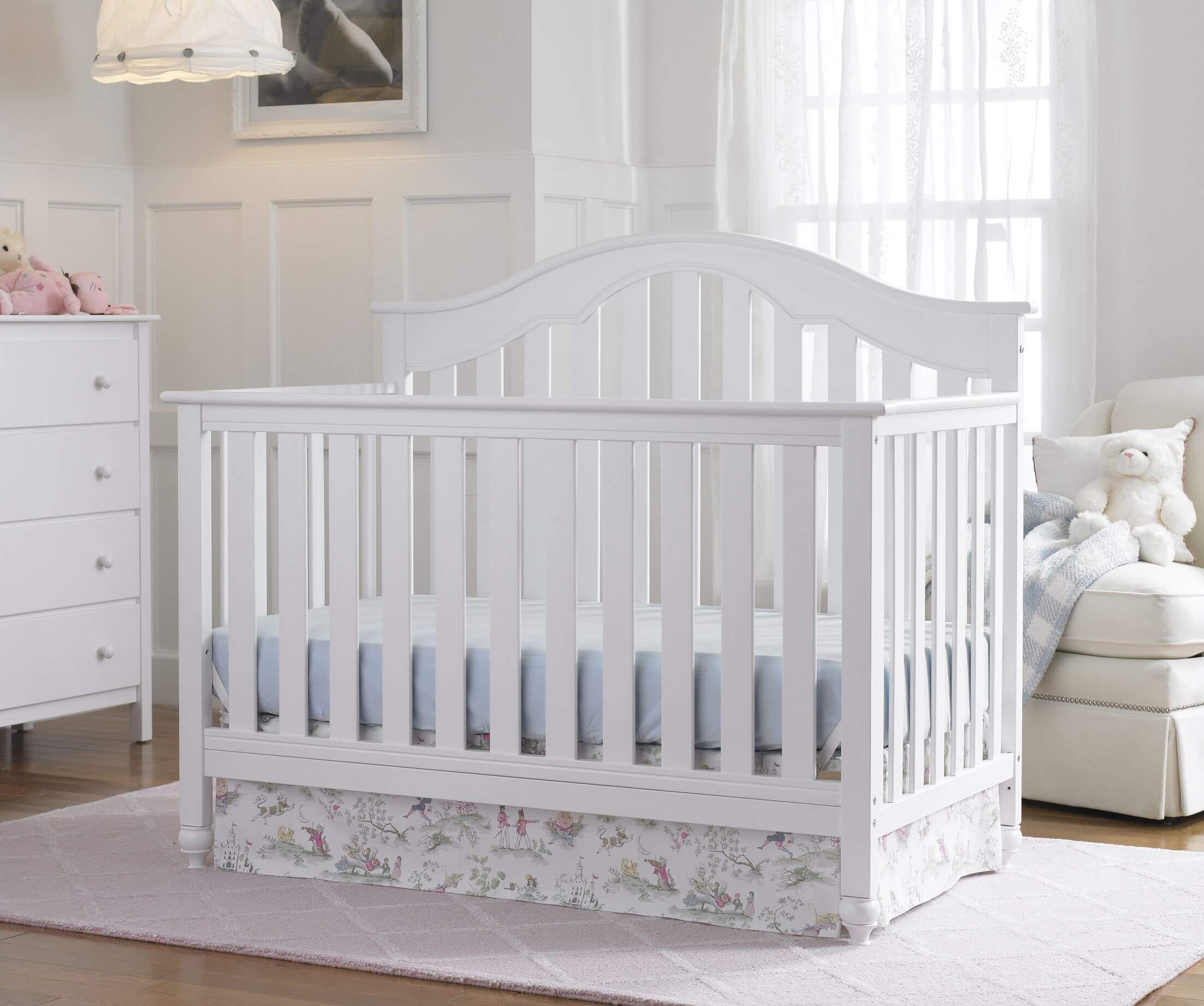 18 Baby Nursery Ideas Themes Designs Pictures Pure White Tones On Wood Crib And Matching Dresser Walls Ds Unify This