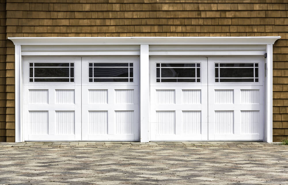 Garage Door Design pick a home you wish to fit your garage door on Natural Wood Shingle Siding Surrounds This Two Car Garage In White Painted Wood Featuring Large Garage Door Design homemade garage door design Natural Wood Shingle Siding Surrounds This Two Car Garage In White Painted Wood Featuring Large