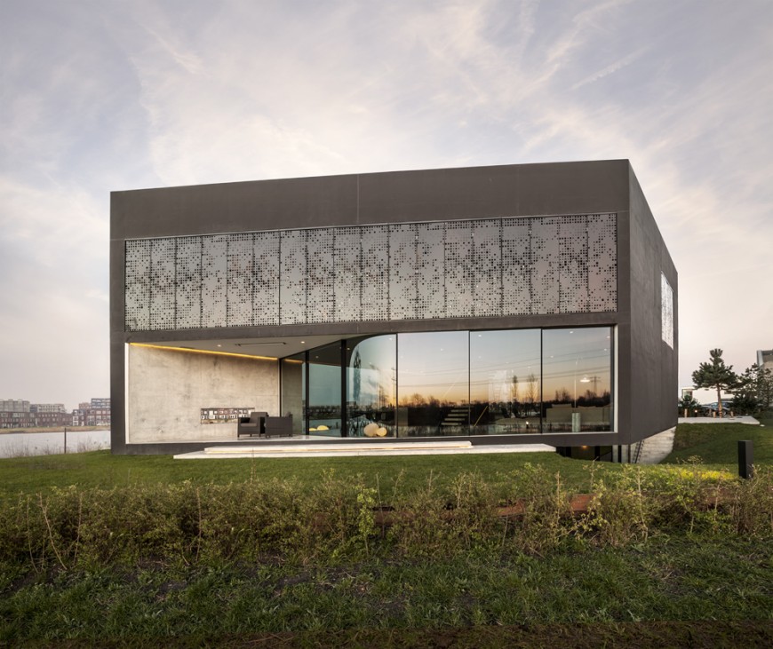 Outside view of ultra modern home "Villa Kavel". Outside view of ultra modern home "Villa Kavel".
