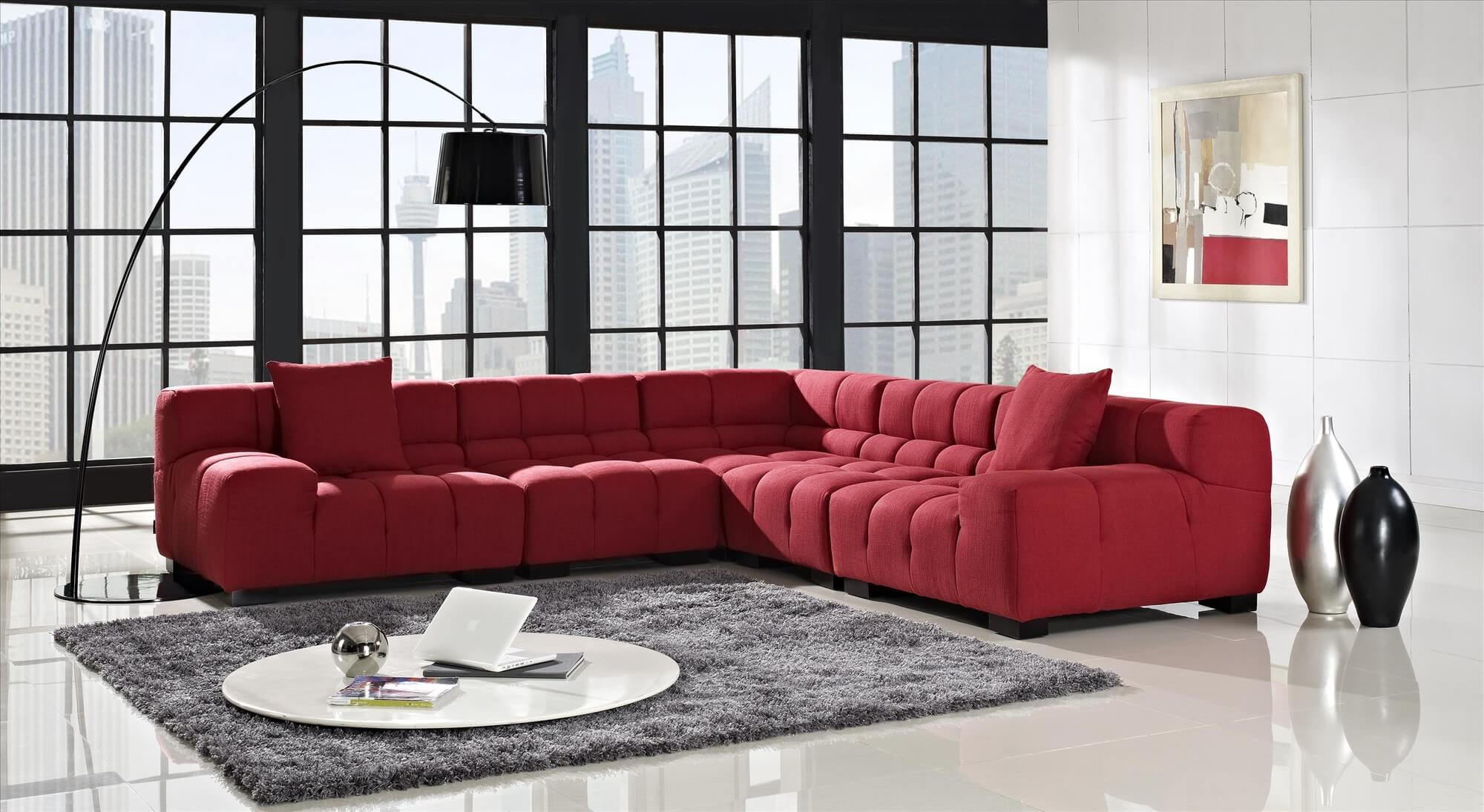 3way Modern Red Sectional Sofa 