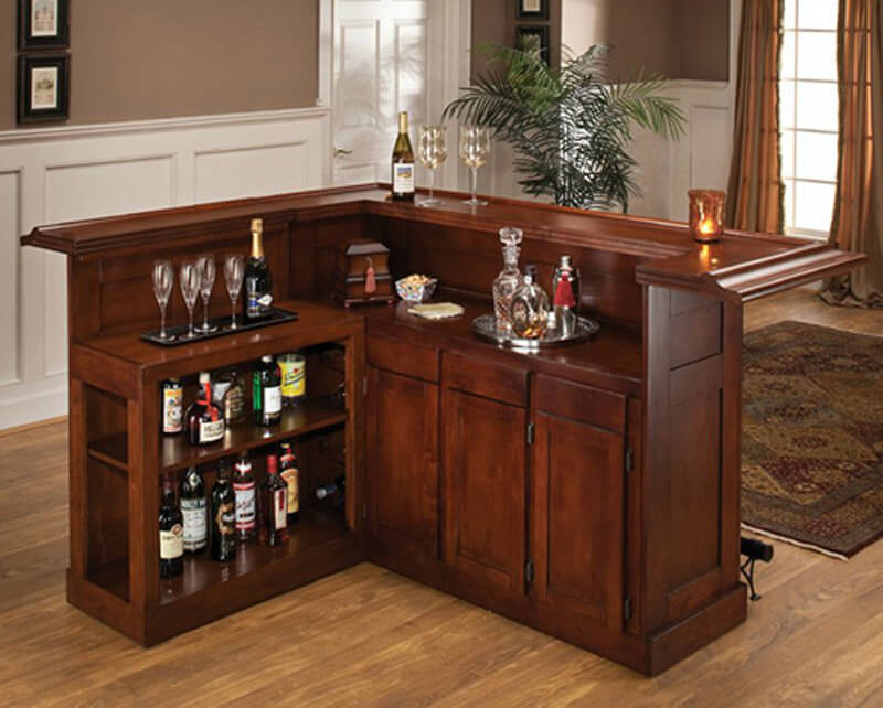 This cherry Lshaped home bar is fairly large for a bar cabinet you 