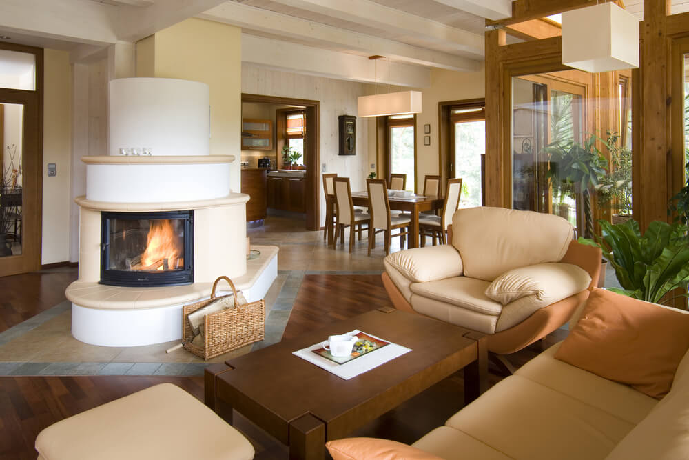the enclosed fireplace is visible from both sides of the room which leads into a - Hardwood Floors Living Room the enclosed fireplace is visible from both sides of the room which leads into a - Hardwood Floors Living Room