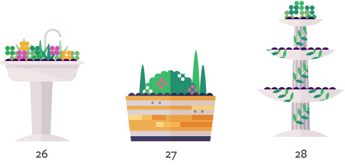Pictures of 3 types of garden containers Pictures of 3 types of garden containers