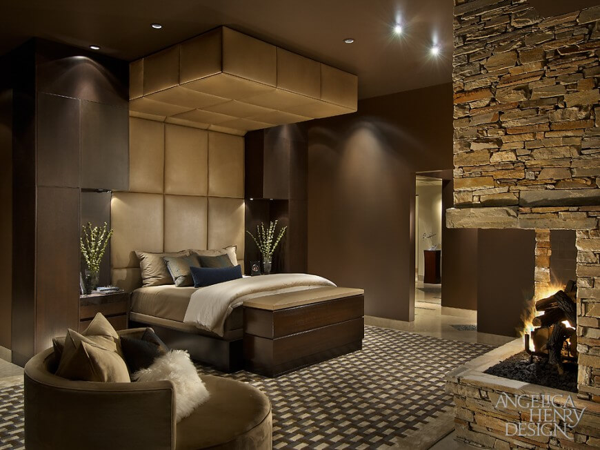 another luxurious bedroom with various textures and fabrics the open hearth stone fireplace is - Contemporary Master Bedroom Designs another luxurious bedroom with various textures and fabrics the open hearth stone fireplace is - Contemporary Master Bedroom Designs