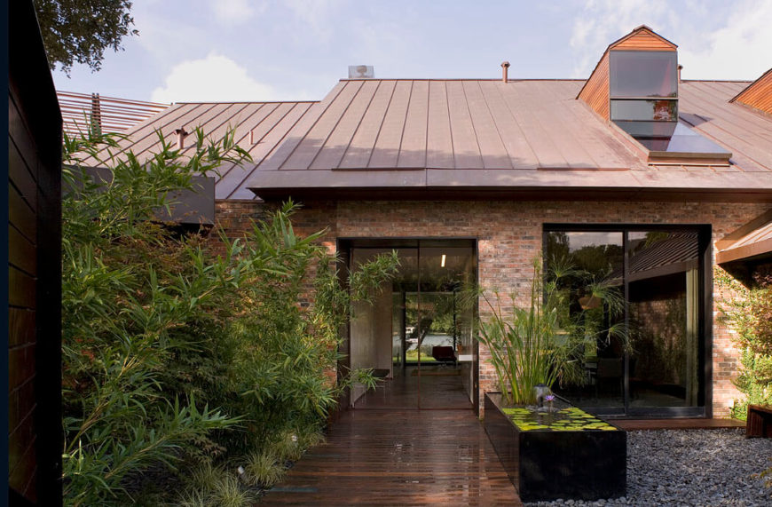 Gorgeous Asian inspired entryway with a water feature. Gorgeous Asian inspired entryway with a water feature.