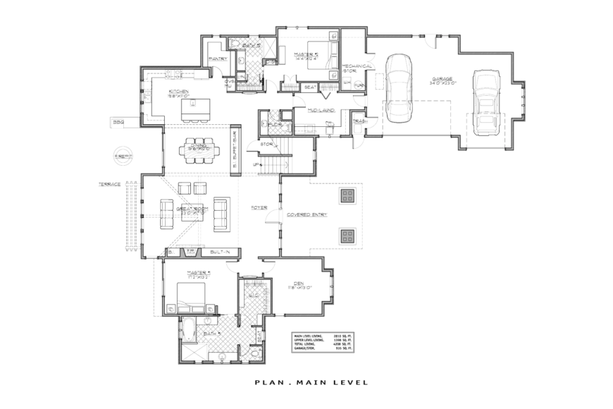 The floor plan for the main level, showing the layout of the home's rooms. The floor plan for the main level, showing the layout of the home's rooms.