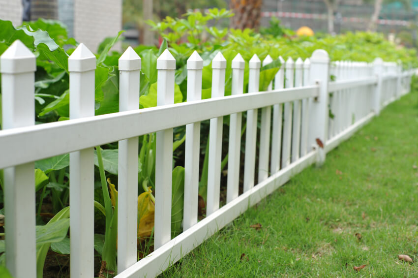  A tiny little aluminum fence to visually separate a garden from the rest of the yard.