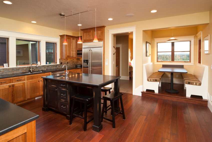 34 Kitchens with Dark Wood Floors (Pictures)