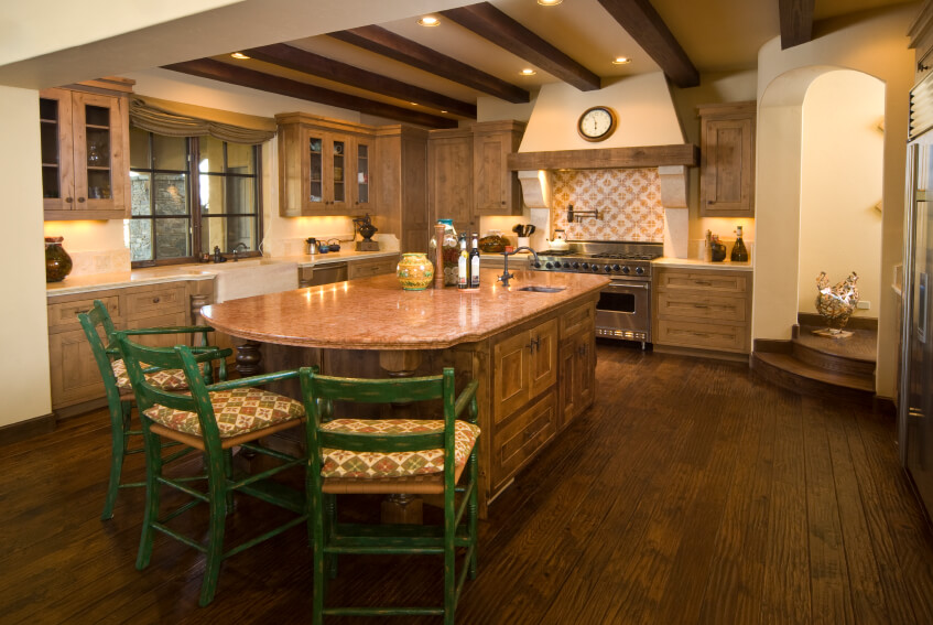 34 kitchens with dark wood floors (pictures)