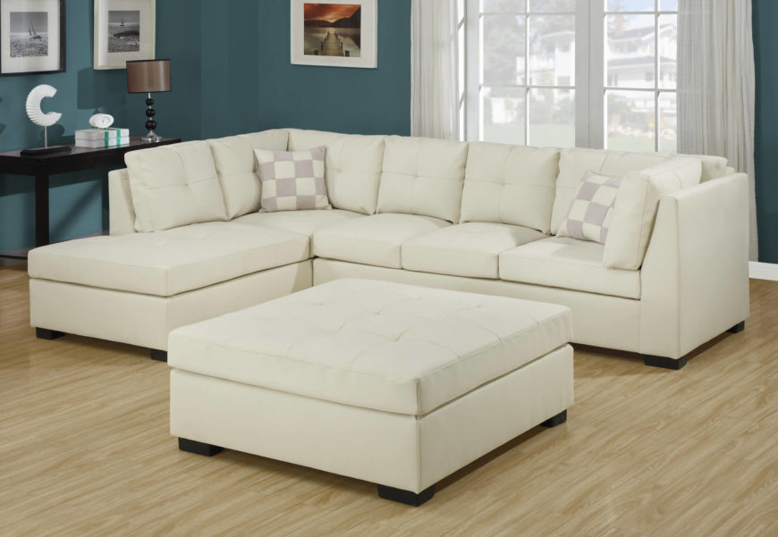25 White Leather Ottomans (SQUARE & RECTANGLE)