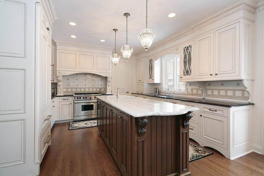 34 kitchens with dark wood floors (pictures)