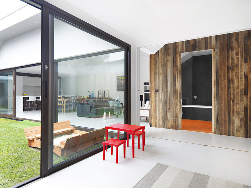 Here's a look at both the sprawling open plan layout and the tight integration with the backyard. Both of these aspects are hallmarks of the unique design of this home. Here's a look at both the sprawling open plan layout and the tight integration with the backyard. Both of these aspects are hallmarks of the unique design of this home.